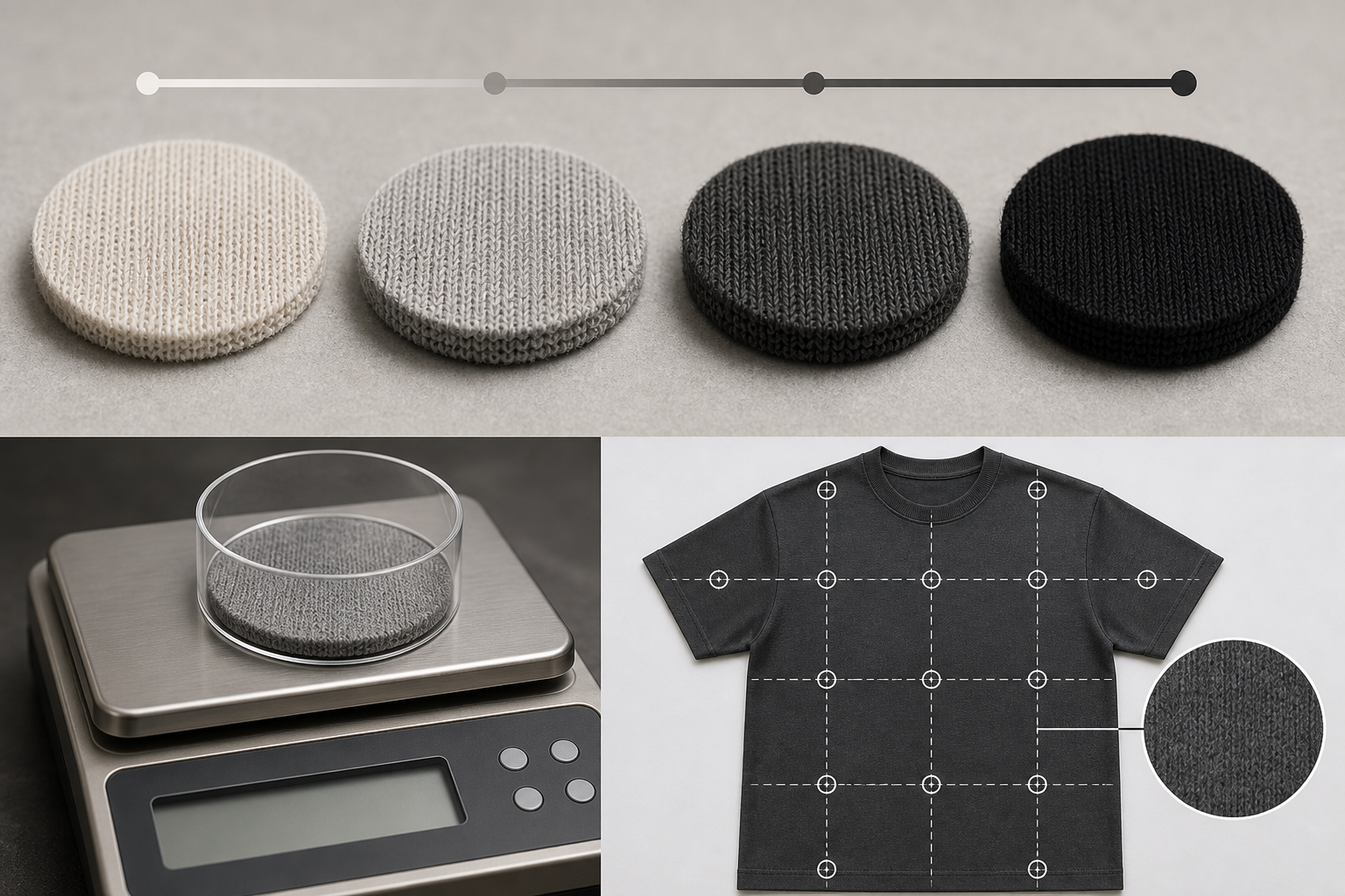 streetwear fabric GSM test cutting and weighing workflow