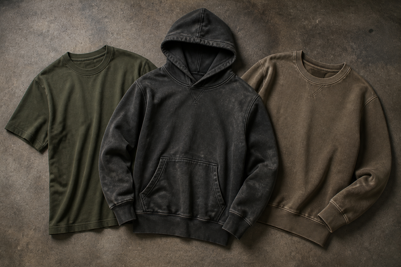 Streetwear garment wash finishes for private label hoodies and tees