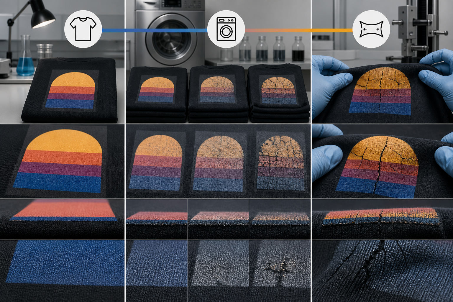 streetwear print wash durability test specimen and equipment comparison