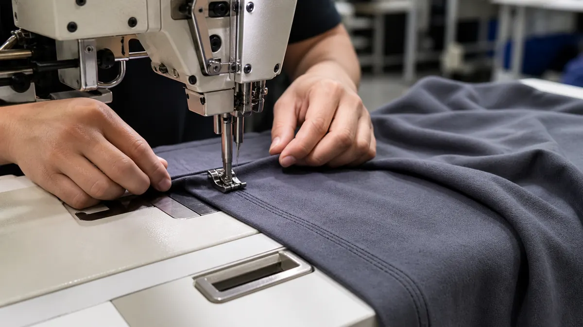 oversized T-shirt coverstitch feature showing hem stitch construction