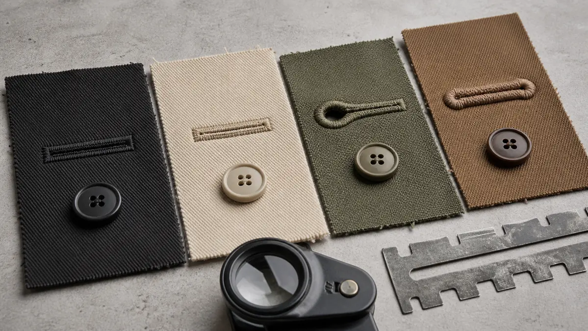streetwear buttonhole specification showing straight rounded and keyhole types
