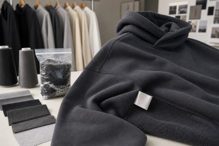Streetwear care label development for a heavyweight hoodie
