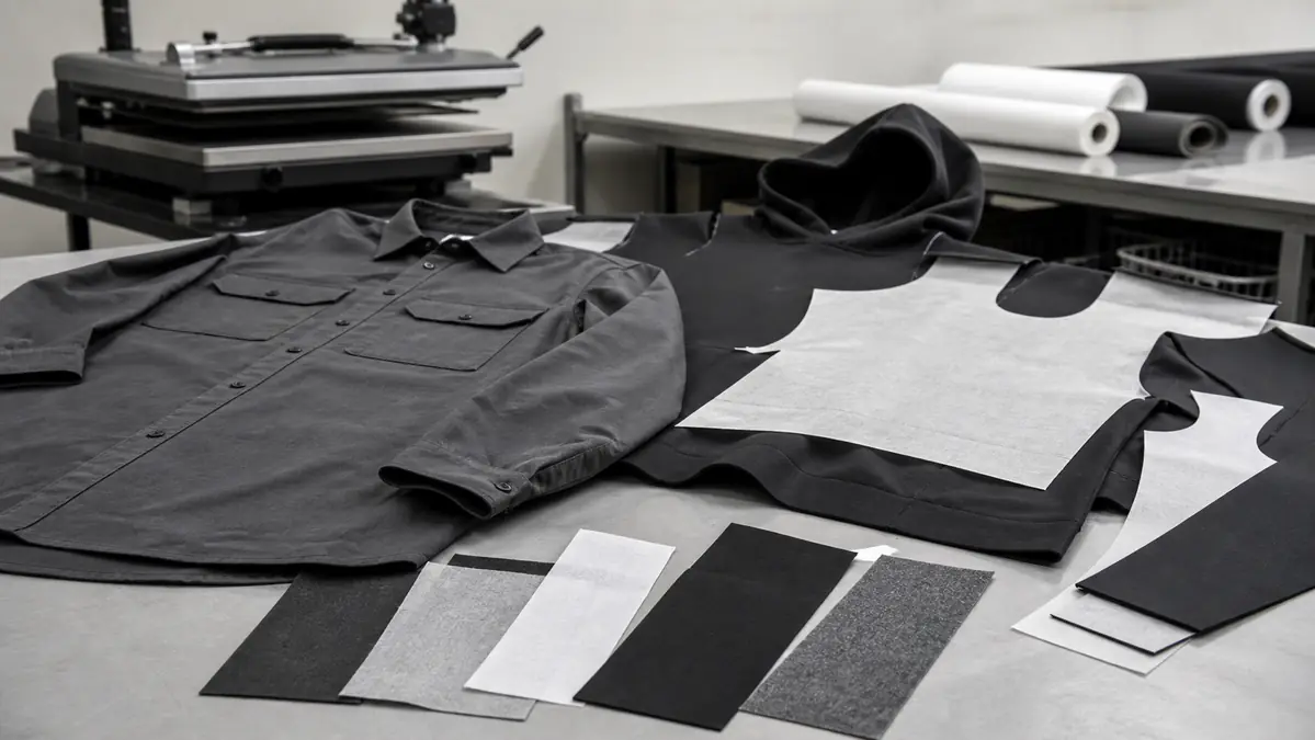 Streetwear fusible interlining on jacket front panel