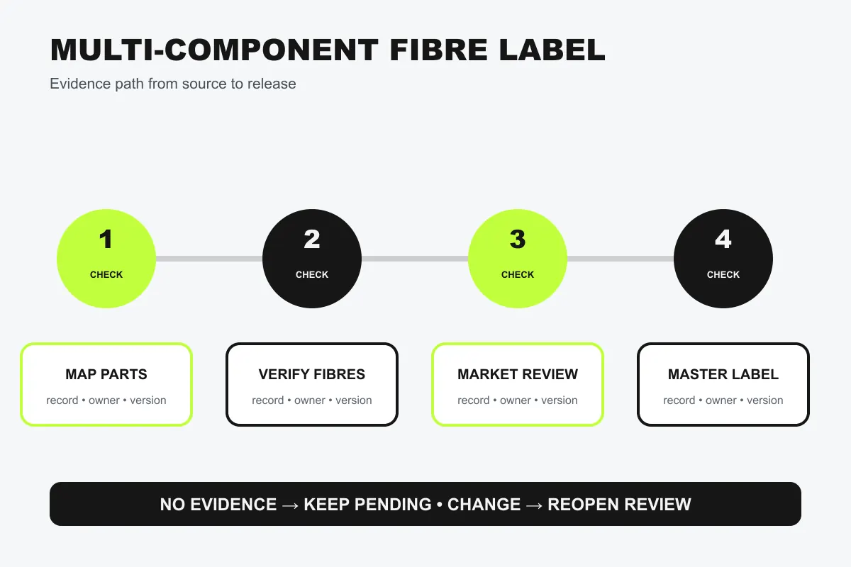 multi-component streetwear fibre label workflow