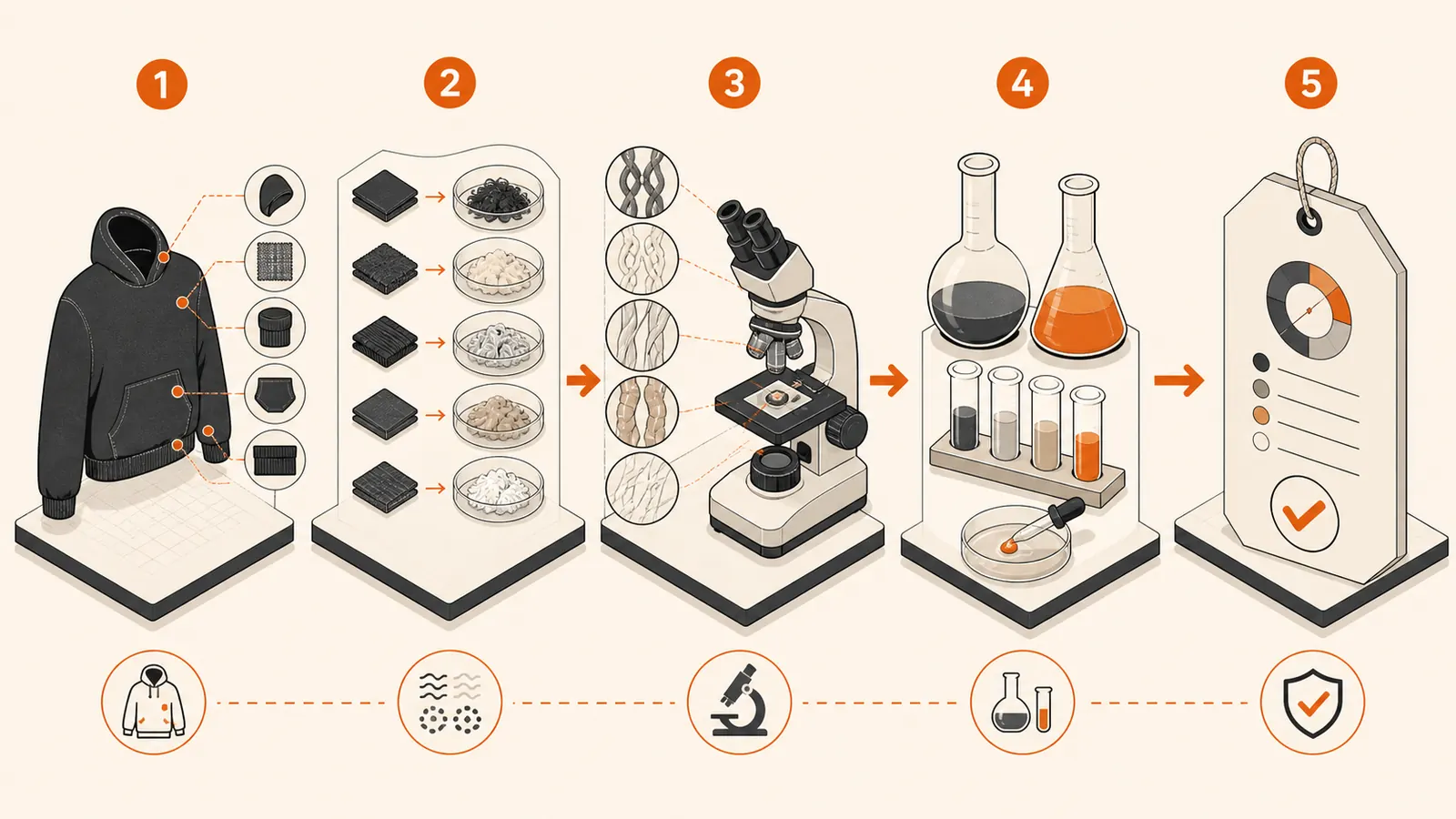 streetwear fibre composition verification component separation and laboratory workflow