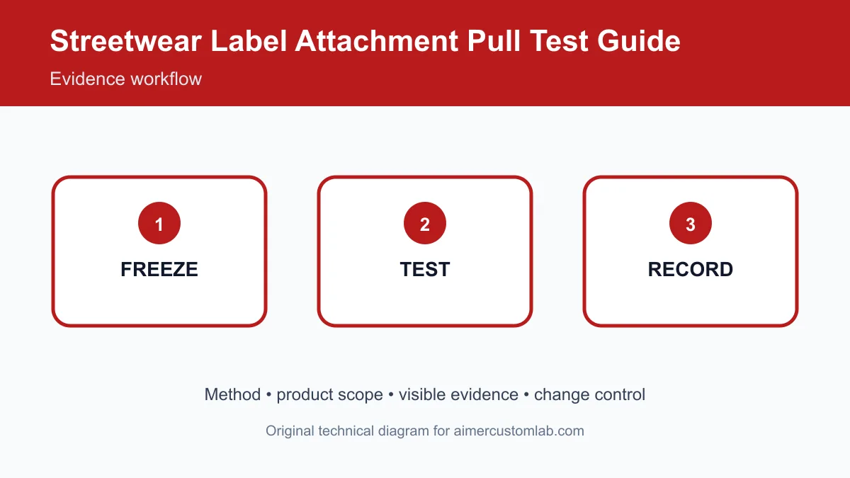 streetwear label attachment pull test approval workflow