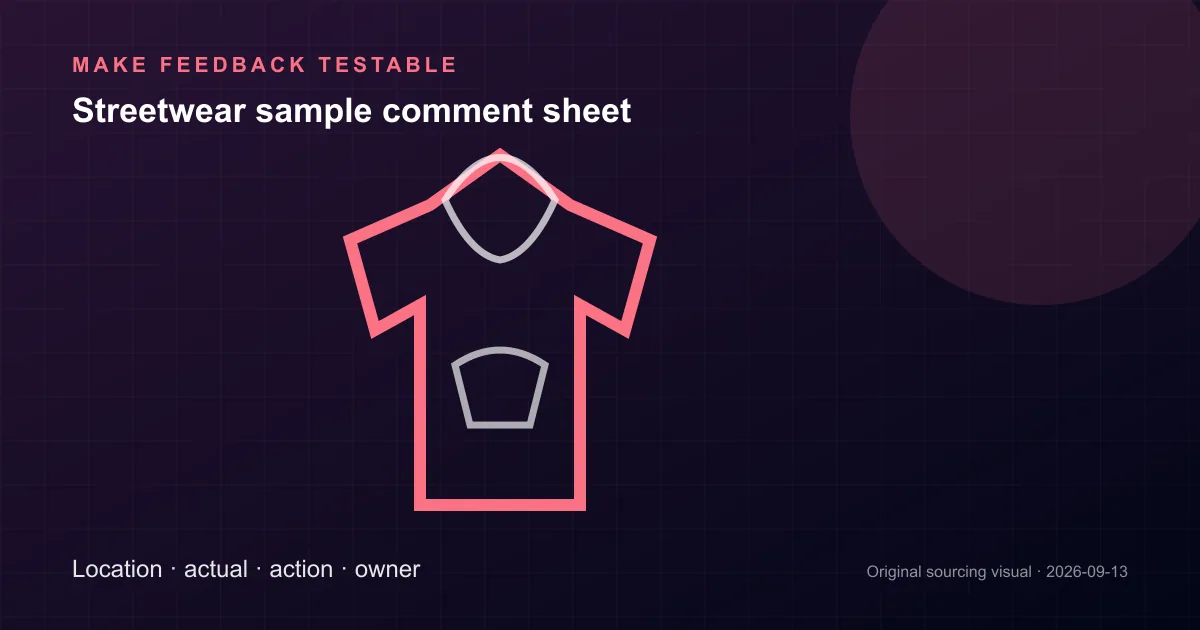 streetwear sample comment sheet procurement workflow illustration