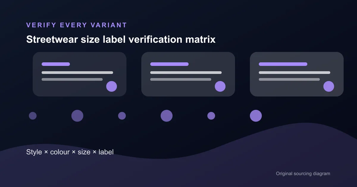 streetwear size label verification matrix for every style colour and size