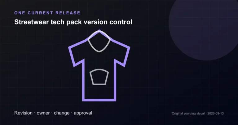 streetwear tech pack version control procurement workflow illustration