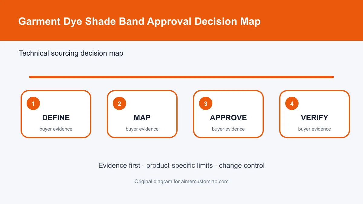 garment dye shade band approval decision map
