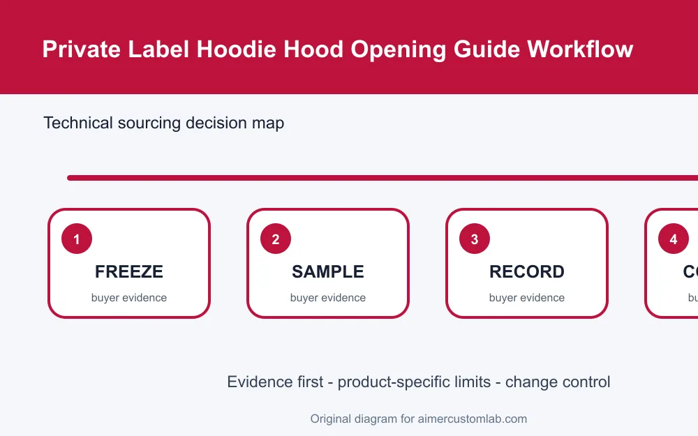 private label hoodie hood opening measurement workflow