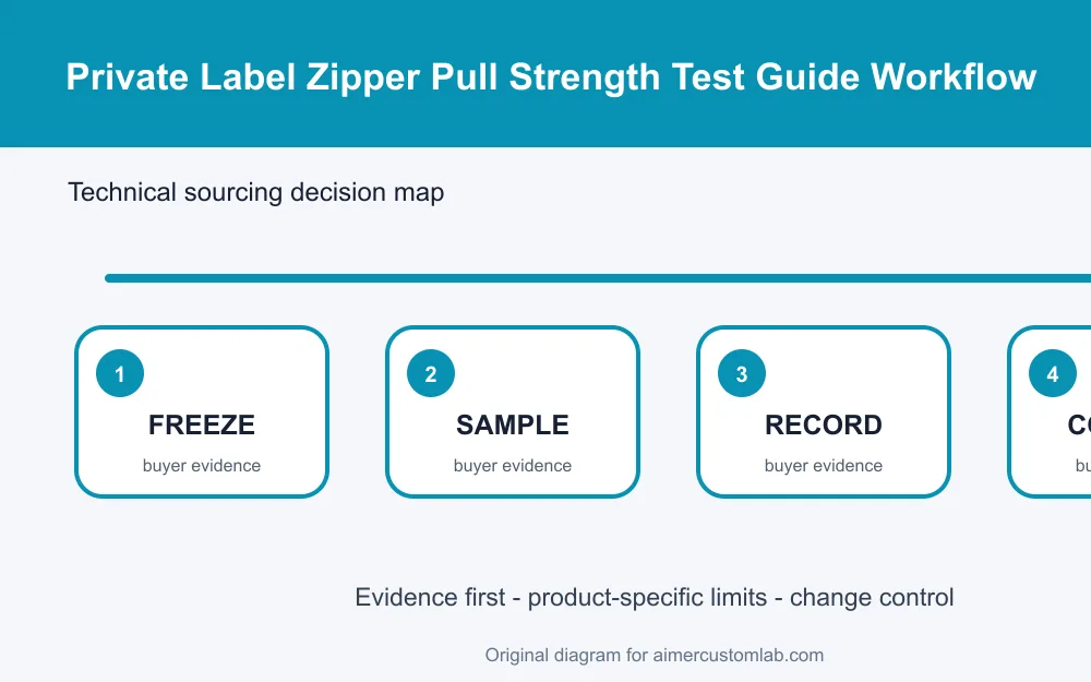 private label zipper pull strength test workflow