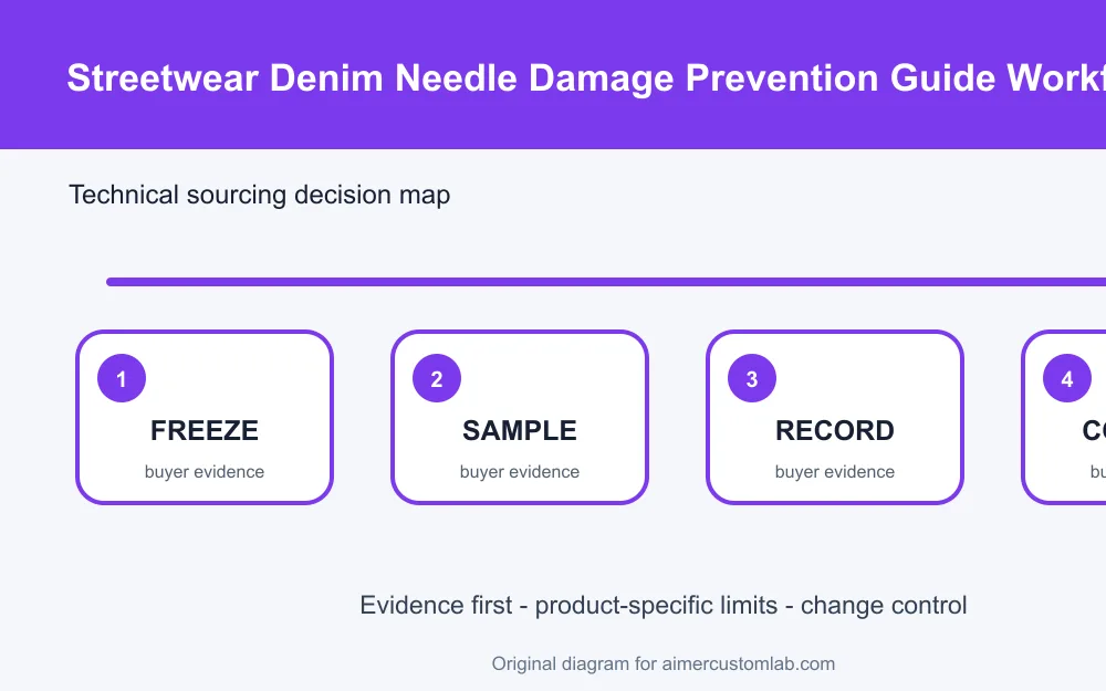 streetwear denim needle damage prevention workflow